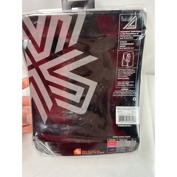 Shock Doctor Men Core Compression Shorts 2-Pack with Bio-Flex Cup - White Sz L‎ - Picture 7 of 9